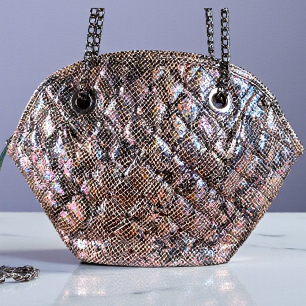 Sharif Metallic Python Embossed Leather Dome Conv… - image 2